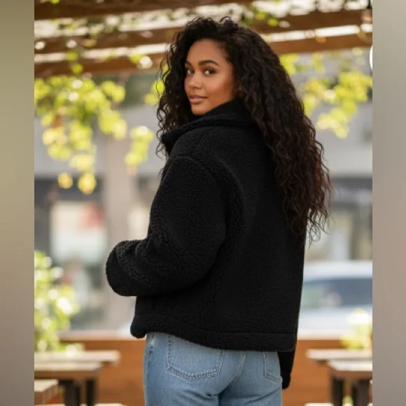 Easel Sherpa zip front Teddy Jacket size large NWT - Picture 3 of 5